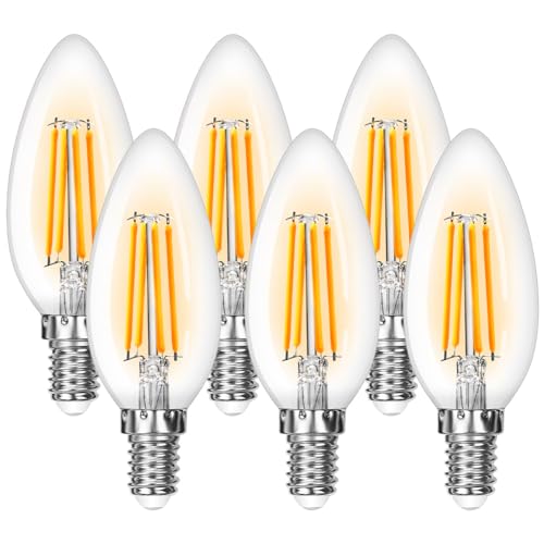 Lepro Lampadine Led E14 A Filamento, 4.5W Equivalenti A 40W Lampadina Led E14 Luce Calda 2700K 470 Lumen, Lampadine A Candela C35 Ses Stile Vintage Re