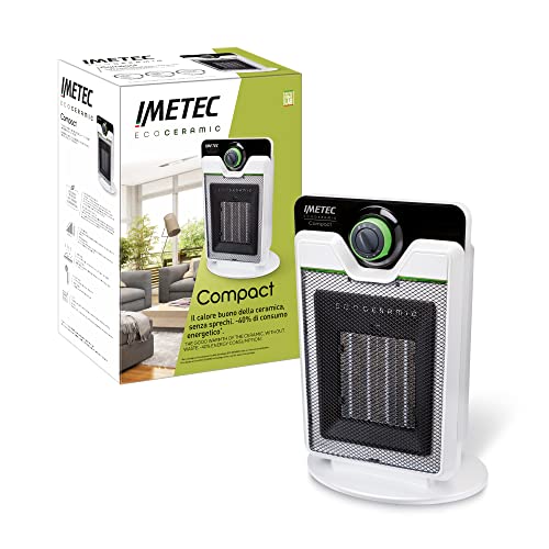 Imetec Eco Ceramic, Termoventilatore, Stufetta Elettrica, Tecnologia Ceramica, Basso Consumo Energetico, Silenzioso, 3 Livelli Di Temperatura, Termost
