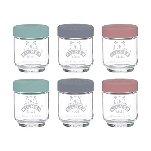 Kilner Kids Set Di 6 Barattoli Di Vetro Da 190 Ml, Grigio, Viola