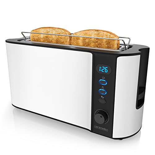 Arendo - Tostapane A Fessura Lunga 2 Fette - Funzione Scongelamento - 1000 W - Doppia Parete - Accessorio Scalda Cornetto - Grado Di Doratura 1-6 - Di