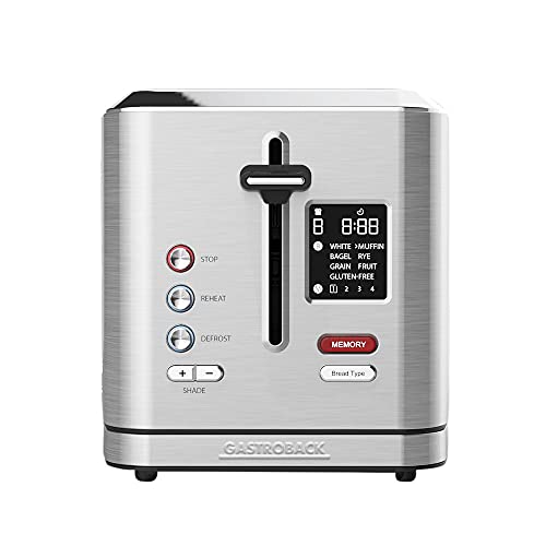 Gastroback #42395 - Tostapane Digitale 2S, 2 Fette Integrate, 7 Programmi Di Toast, Display Lcd Conto Alla Rovescia, 800 Watt, Cassa In Acciaio Inox,