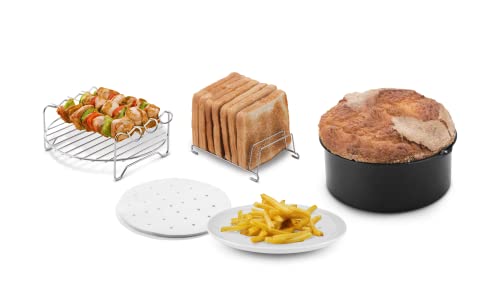 Ufesa Pack 4 Accessori Contenitori Per Friggitrice Ad Aria, 3,5 L O Superiore, Stampo Per Torte, Grill, Spiedini, Supporto Per Toast E Carta Vegetale,