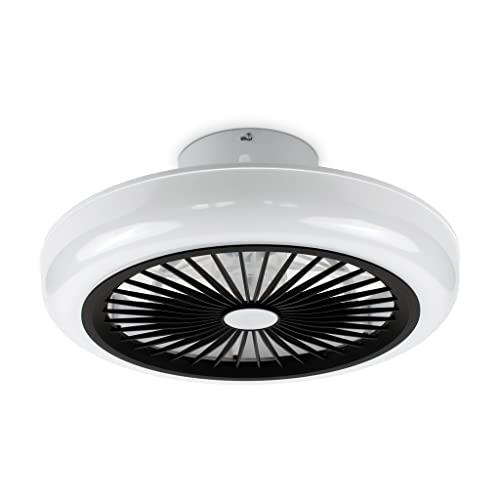 Noaton Ventilatore Da Soffitto 11045B Polaris Nero, Con Illuminazione Led Max 36 W Dimmerabile 3 Temperature Di Colore, Telecomando, Timer, Portata D'
