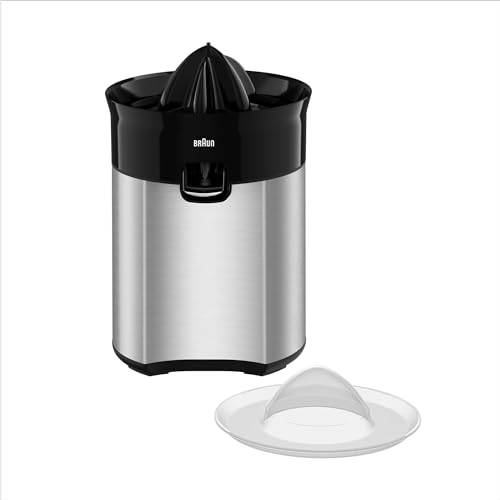 Braun Citrusquick 5 Cj5050Bk Spremitura Rapida, Avviamento A Pressione, Sistema Antigoccia, Dotato Di Coperchio Protettivo, Potenza 60W, Acciaio/Nero