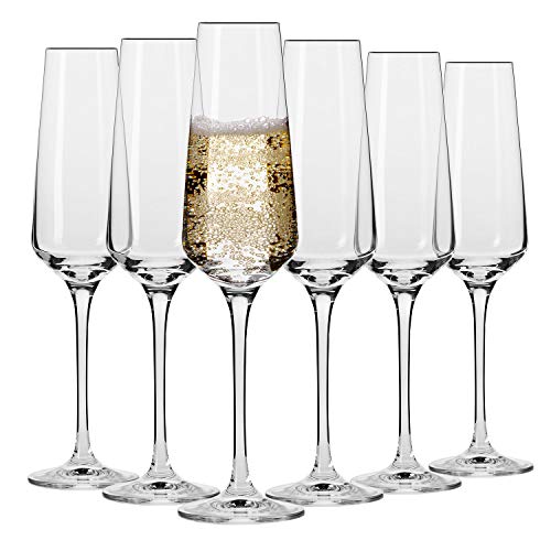 Krosno Bicchieri Calice Flute Champagne Spumante Vetro | Set Di 6 | 180 Ml | Collezione Avant-Garde | Ideale Per Casa Ristorante Feste E Ricevimenti |