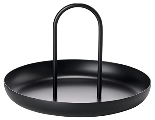Zone Denmark Singles - Vassoio Da Portata In Metallo Laccato Opaco, Rotondo, Con Maniglia, Diametro 20 Cm, Colore: Nero
