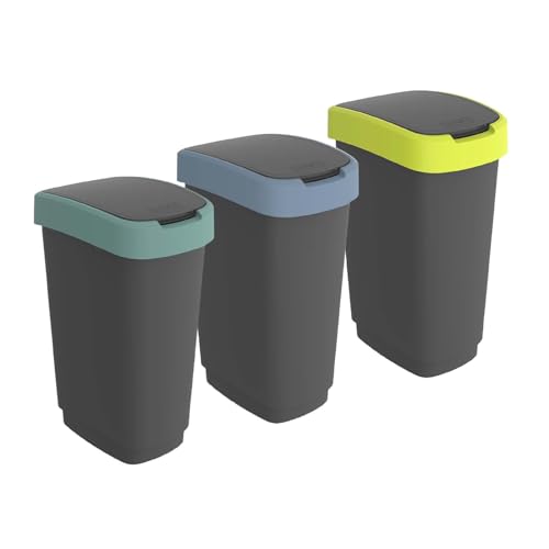 Rotho Twist 3X 25L Set Di 3 Cestini Per Raccolta Differenziata Coperchi Colorati