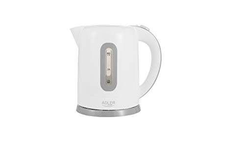 Adler 1234 Bollitore Elettrico, 2200 W, 1.7 Litri, 44 Decibel, Acciaio Inossidabile, Bianco/Grigio