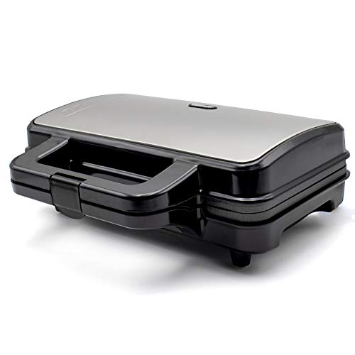 Mpm Mop-20M Sandwich Panini Maker Elettrico Per 2 Sandwichs, 4 A Forma Di Triangolo, Piastre Antiaderenti, Temperatura Automatica, Compatto, Finitura,