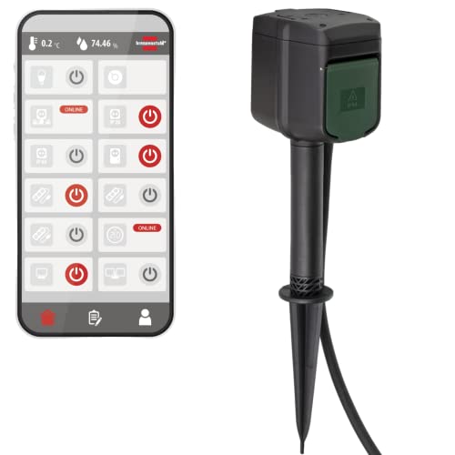 Brennenstuhl Connect - Presa Wifi Da Giardino, 2 Prese, Con Picchetto E Piastra Di Montaggio (2,4 Ghz, Compatibile Con Alexa E Google Assistant, Timer