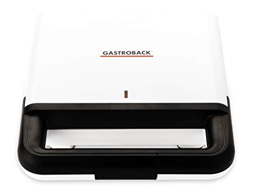 Gastroback 42443 Design Sandwichmaker, 750 Watt, Antihaftbeschichtete Toastplatten, Klein/Kompakt, Weiß/Schwarz 42443-Piastra Per Toast, Piastre, Picc