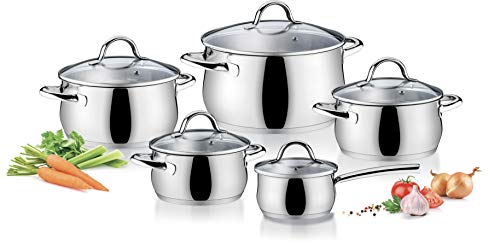 Tescoma Viva Batteria Di Pentole, Acciaio Inox 18/10, 24 Cm, 10 Unità