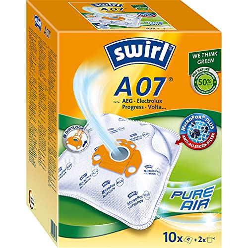 Swirl Micropor Plus-Sacchetti Per Aspirapolvere Aeg, Electrolux, Progress E Volta, 10 Pezzi + 2 Filtri, Cartone