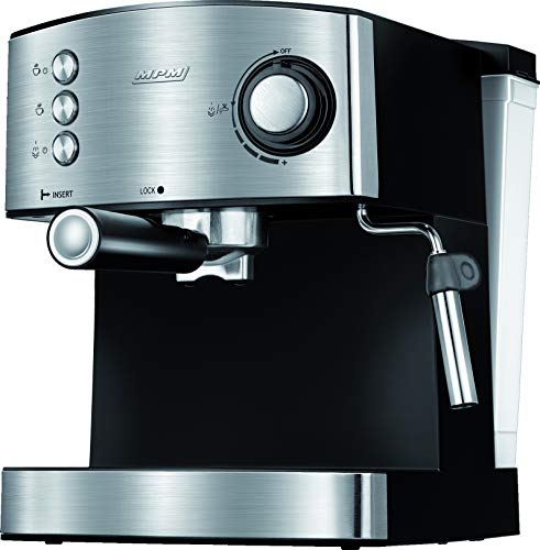 Mpm Mkw-06M Macchina Per Caffè Espresso E Cappuccino Da 20 Bar, Ugello Per Il Latte, Scaldatazze, Serbatoio Dell'Acqua Rimovibile Da 1,7 Litri, Sistem