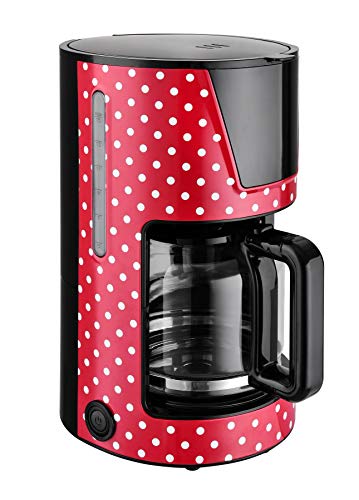 Team Kalorik - Caffettiera A Filtro Con Capacità 1,5 L, In Vetro, Fino A 15 Tazze, 900 W, Rosso/Bianco, Tkg Cm 1045.1 Rwd