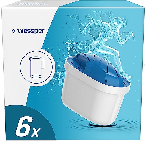 Wessper - Set Di 6 Cartucce Per Filtro Dell'Acqua, Compatibili Con Brita Filter Maxtra Plus, Idratazione Ottimale Per Gli Atleti