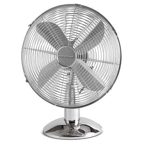 Proficare Pc-Vl 3062 M - Ventilatore Oscillante In Metallo, Angolo Di Inclinazione Regolabile, Funzionamento Silenzioso, Metallo Cromato
