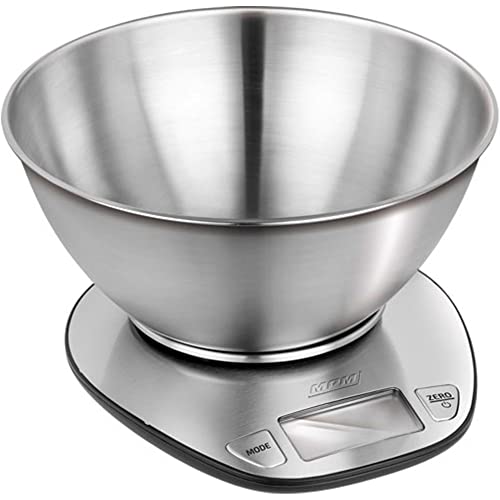 Mpm Mwk-05 Mwk-05M Cucina Digitale Con Ciotola Rimovibile In Acciaio Inox, Display Lcd, Bilancia Di Alta Precisione, Cibo Fino A 5 Kg, Passi Da 1G, Fu