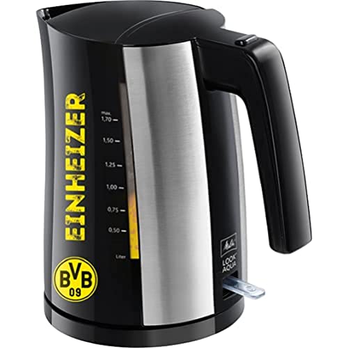 Melitta Look Aqua Bvb Fan Edition 1026-02 Bk Sst - Bollitore Con Spegnimento Automatico, Elemento Riscaldante Nascosto E Protezione Da Surriscaldament