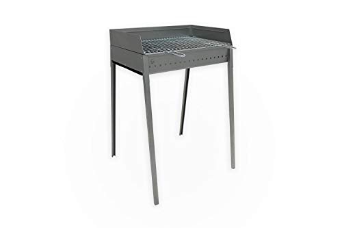 Lisa S.R.L. Barbecue Inox Stromboli A Carbone Piedi Smontabili Con Griglia 60 Cm X 40 Cm