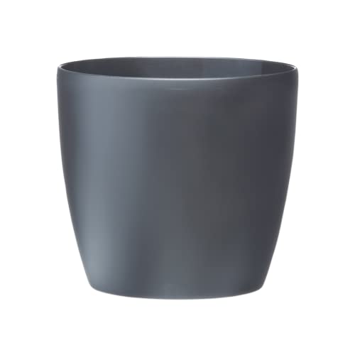 Elho Brussels Round With Wheels Vaso Di Fiori, Antracite, 39.1X39.1X35.9 Cm