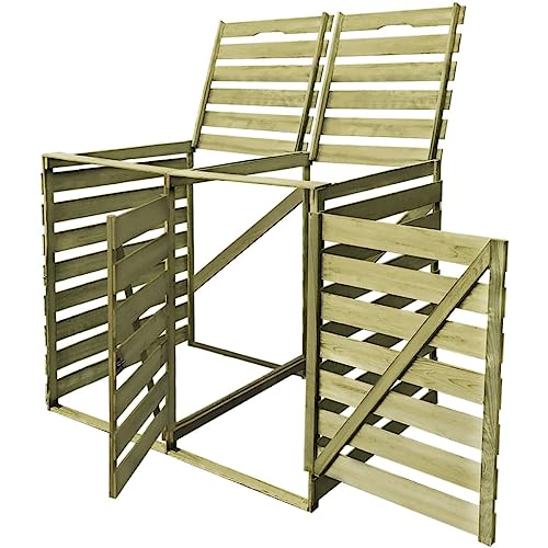 Vidaxl Copribidoni 240 L 2 Bidoni Spazzatura Pattumiera Da Giardino Copribidone Per Rifiuti Deposito Per Rifiuti Da Esterni Terrazza Patio Legno Pino