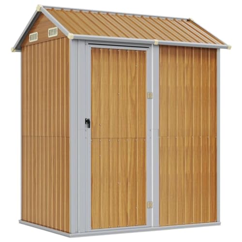 Vidaxl Capanno Giardino Marrone Chiaro 192X152,5X237Cm Acciaio Zincato