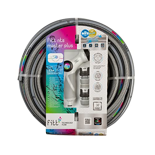 Fitt Nts Masterplus 1/2" (12,5Mm) Tubo 15M Per Irrigazione Giardino, Per Uso Intensivo E Professionale Con Pistola Multigetto E Raccordi