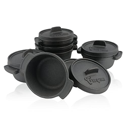 Bbq-Toro Set Mini Dutch Oven (6 Pezzi) | Ø 11 Cm I Già Stagionato | Padella In Ghisa | Casseruole In Ghisa | Pentola Piccola In Ghisa