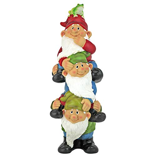Design Toscano Garden Gnome Statua - Torre Di Tre Gnomi - Outdoor Garden Gnomes - Statue Divertente Prato Gnome