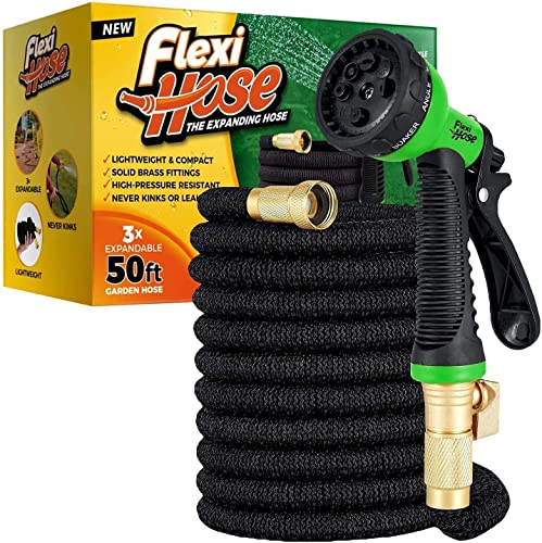 Flexi-Hose Da Espandibile Con Ugello A 8Funzioni,Tubo Da Giardino Flessibile Leggero E Anti-Attorcigliamento,Raccordi In Ottone Massiccio Da 3/4 Di Po