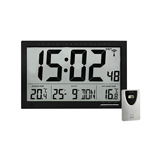 Tfa-Dostmann 60.4510.01 Funk - Orologio Digitale Da Parete, Black, Plastico
