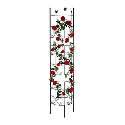 Relaxdays Griglia Per Rampicanti, Semicircolare, Da Piantare, Pannelli Per Piante Spalliera Da Giardino, H: 180 Cm, Nera