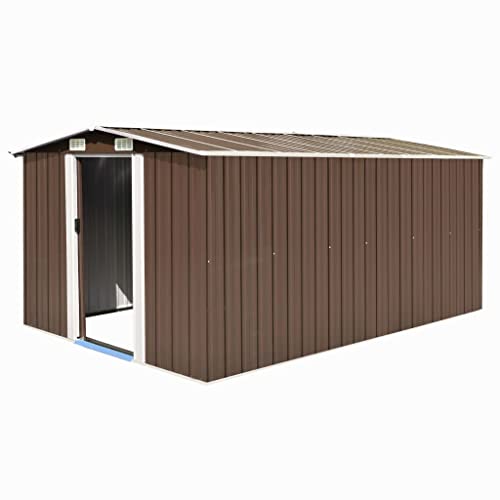 Vidaxl Capanno Da Giardino In Metallo Marrone 257X398X178 Cm Casetta Attrezzi
