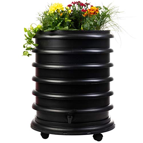 Wormbox | Vermicompostaggio 4 Vassoi Nero + Fioriera Per Piante | 64 Litri | Compost Di Rifiuti Organici Compostiera Vermifuga Lombricompostiera | Lom