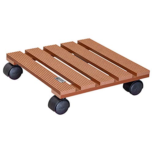 Wagner Carrello Per Piante Wpc 29 X 29 X 8 Cm I Carrello Per Fiori E Piante Per Interni Ed Esterni, Terracotta I Portavaso In Composito Di Plastica E