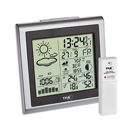 Tfa Dostmann 35.1145.54 Largo - Stazione Meteorologica Senza Batteria, Incl. Trasmettitore 30.3221.02, Argento/Grigio, Fe-Tfa, Nero