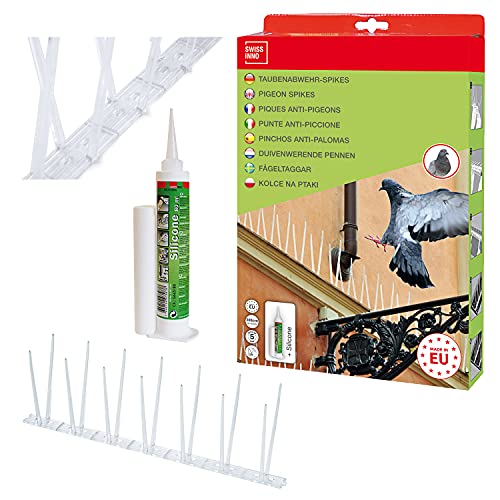 Swissinno Punte Anti Piccione 300Cm - Scaccia Uccelli - 6X Punte A 33Cm Incl. Tubo In Silicone - Protezione Duratura E Rapido Montaggio - Resiste Ai R