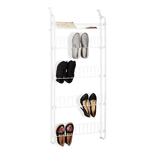 Relaxdays Scarpiera Ingresso Da Appendere, 12 Paia, Cestino, Da Appendere, Su 4 Livelli, Ferro, Hlp 144X60X19 Cm, Bianco