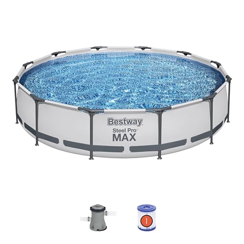 Bestway 56416-4 Set Piscina Fuori Terra Steel Pro Max Rotonda Da 366X76 Cm