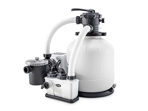 Intex 26680 – Pompa Filtro A Sabbia Krystal Clear Con Generatore Salino Di Cloro Saltwater System Integrato, Flusso D'Acqua 10000 L/H, Flusso Di Siste
