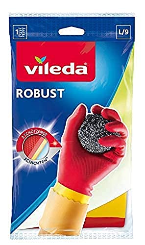 Vileda 681 - Il Guanto Di Gomma Robusto, Ideale Per I Lavori Domestici Più Impegnativi Che Richiedono Una Maggiore Protezione