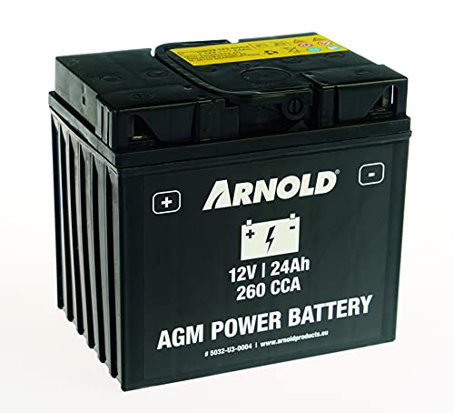Arnold Agm - Batteria Di Avviamento Az104, 12 V, 24 Ah, 260 Cca Per Trattori Tosaerba 5032-U3-0004, Polo Sinistro