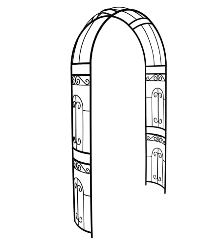 Scendor Garden Arco Per Rose Rampicanti, Decorazione Giardino, In Metallo, Resistente, 220 X 114 X 36 Cm, Design Romantico, Nero