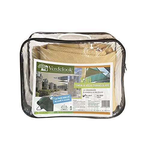 Verdelook Tenda A Vela Triangolare In Polietilene, 3.6X3.6X3.6 M, Ecru