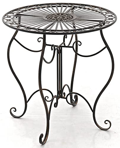 Clp Tavolino Giardino Indra I Tavolino Caffè In Ferro Lavorato A Mano I Tavolino Tondo Balcone Rustico Shabby, Colore:Bronzo