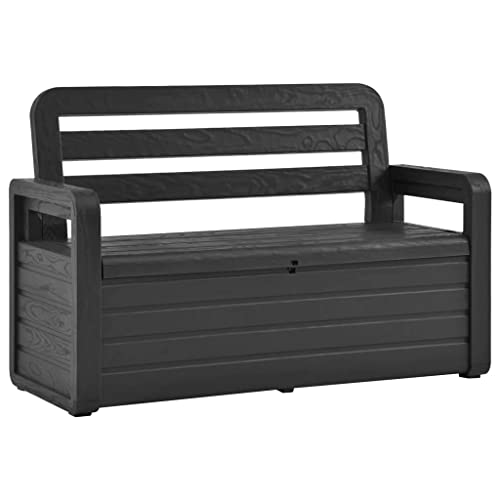 Toomax Cassapanca Foreverspring Con Seduta 2 Persone 270L, In Plastica Effetto Legno, Dim. Cm 132,5X58X89, Art. 599, Colore Antracite
