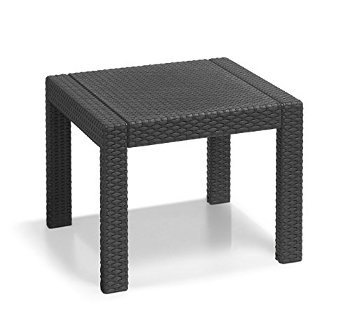 Allibert By Keter Victoria, Tavolo Da Giardino, Quadrato, In Plastica, Effetto Rattan, Grigio, 59 X 59 X 43 Cm