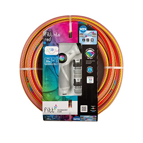 Fitt Nts Red 1/2" (12,5Mm) Tubo 20M Per Irrigazione Giardino, Robusto E Malleabile Per Uso Intensivo Con Pistola Multigetto E Raccordi