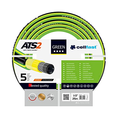 Cellfast Tubo Acqua Giardino 5 Strati Filato Premium Resistente Ai Raggi Uv Di Alta Qualità 1 2 Pollici 25 Metri Green